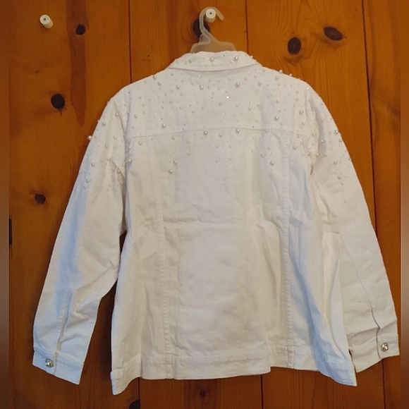 Quacker Factory Perl Rhinestone Buttoned Denim Jacket - Picture 3 of 11